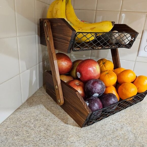 NEW 2 Tier Fruit Basket for Kitchen, Fruit Bowl,Kitchen Counter Organizer, - Picture 5 of 7